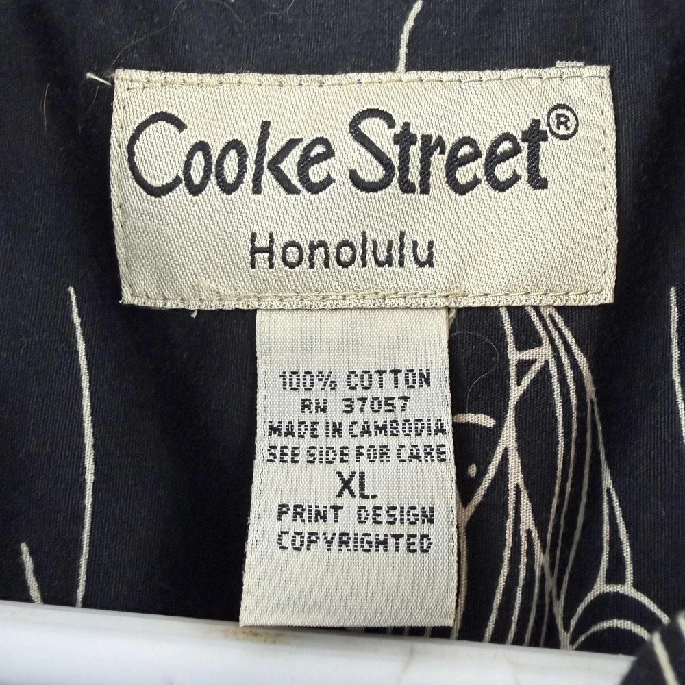 Cooke Street Shirt Mens XL Black Palm Tree Fish Short Sleeve Hawaiian‎ Aloha